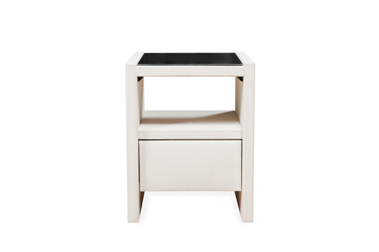 Dakota bedside table upholstered in Azardi