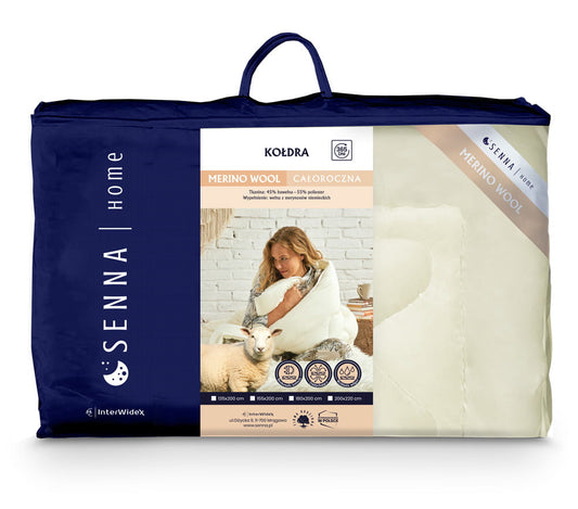MERINO WOOL Kołdra Inter Widex - kolory biały, róż, krem - Senlovo