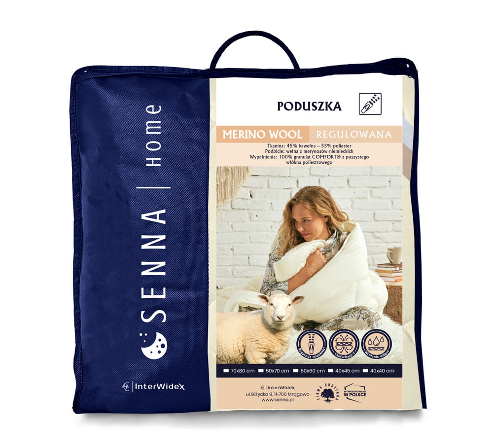 MERINO WOOL Poduszka regulowana w kolorze krem, róż, biały Inter Widex - Senlovo